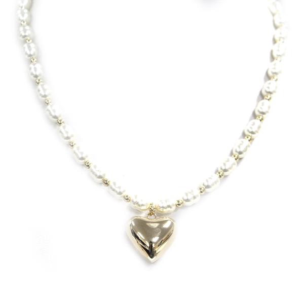 PEARL HEART PENDANT NECKLACE