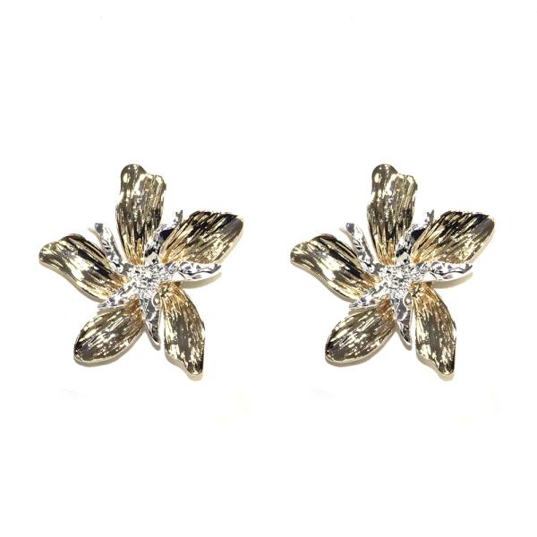 METAL FLOWER POST EARRING