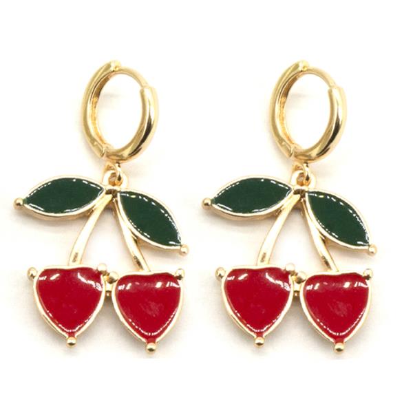 RED CHERRY HUGGIE EARRING