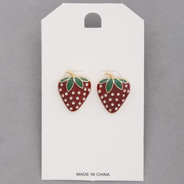 STRAWBERRY RHINESTONE EARRING