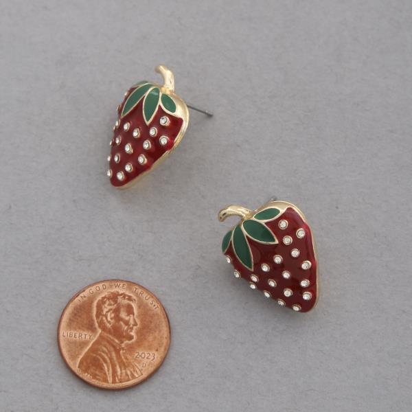 STRAWBERRY RHINESTONE EARRING