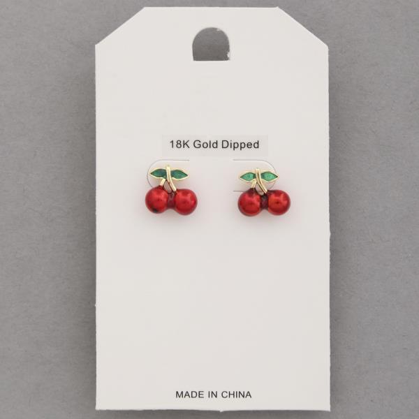 DAINTY CHERRY 18K GOLD DIPPED EARRING