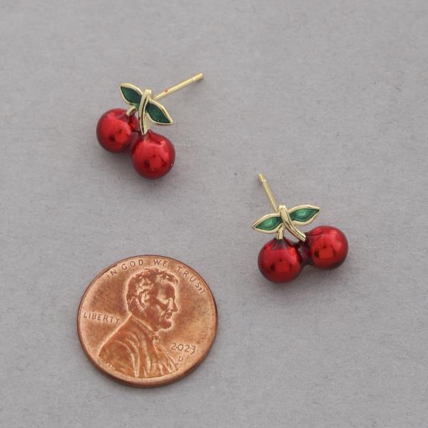 DAINTY CHERRY 18K GOLD DIPPED EARRING