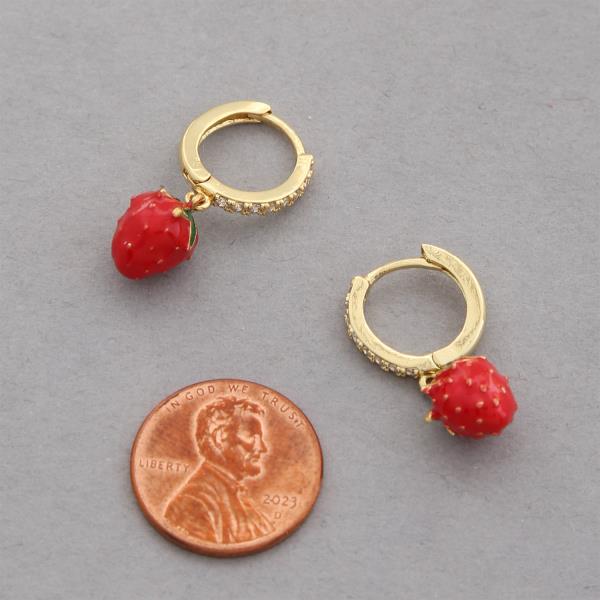 18K GOLD DIPPED STRAWBERRY HUGGIE EARRING