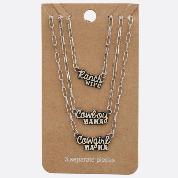 WESTERN QUOTE METAL NECKLACE SET