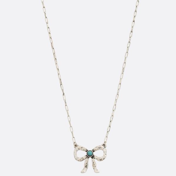 BOW TURQUOISE BEAD NECKLACE