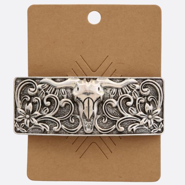 WESTERN STYLE CATTLE FILIGREE PATTERN HAIR CLIP