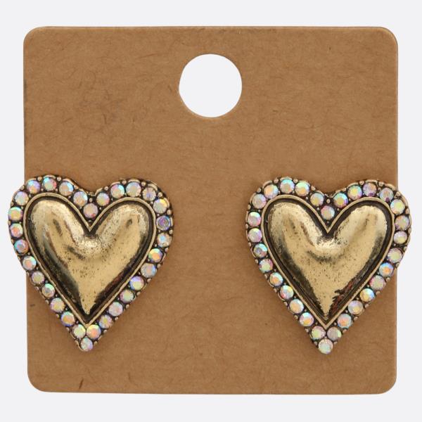 HEART SHAPE RHINESTONE EARRING