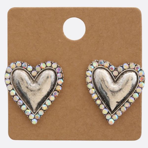 HEART SHAPE RHINESTONE EARRING