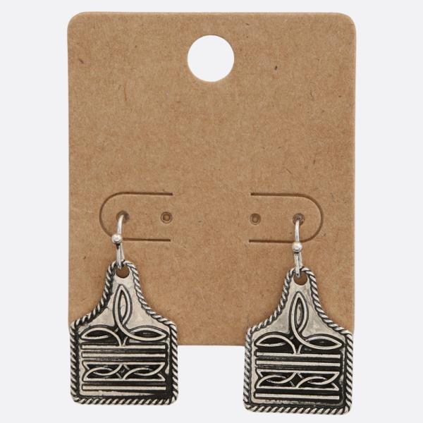 WESTERN STYLE CATTLE TAG METAL EARRING