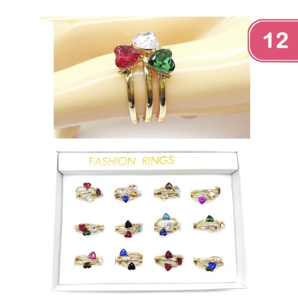 HEART STONE RING SET (12 UNITS)