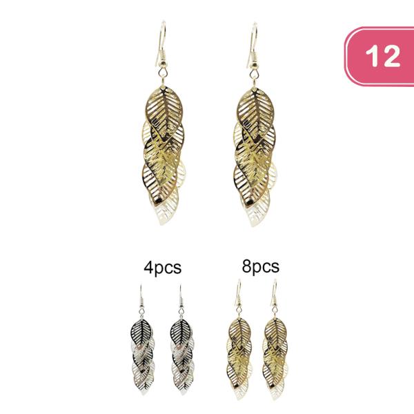 METAL LEAF DANGLE EARRING (12 UNITS)