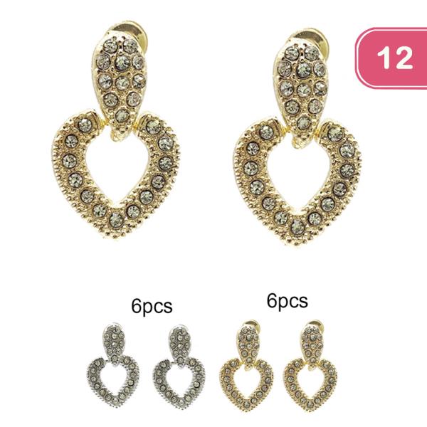 RHINESTONE HEART EARRING (12 UNITS)