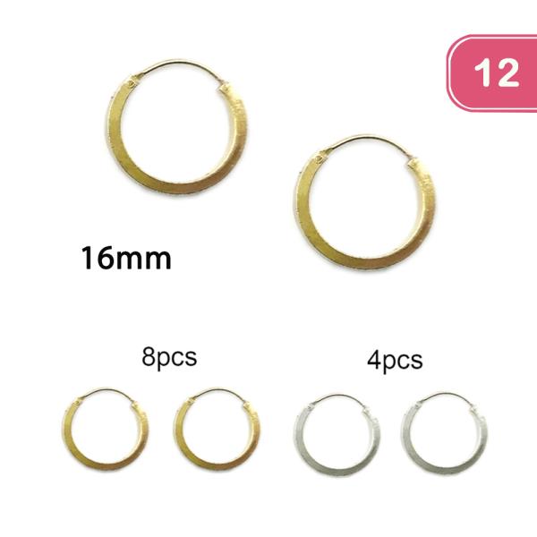 16MM METAL HOOP EARRING (12 UNITS)