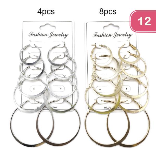 METAL HOOP EARRING SET (12 UNITS)