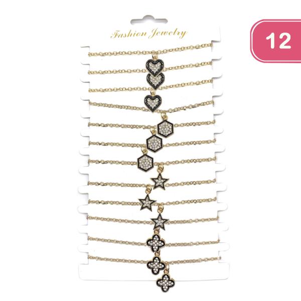 ASSORTED CHARMS LINK BRACELET (12 UNITS)