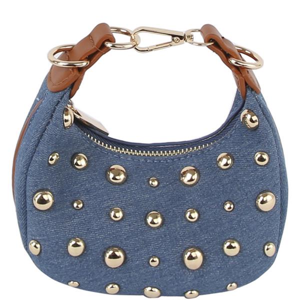 LOVE DENIM STUDDED BAG