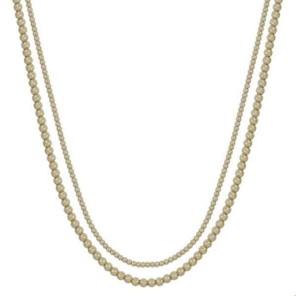 2 LAYERED 3MM & 4MM METAL BALL SHORT NECKLACE