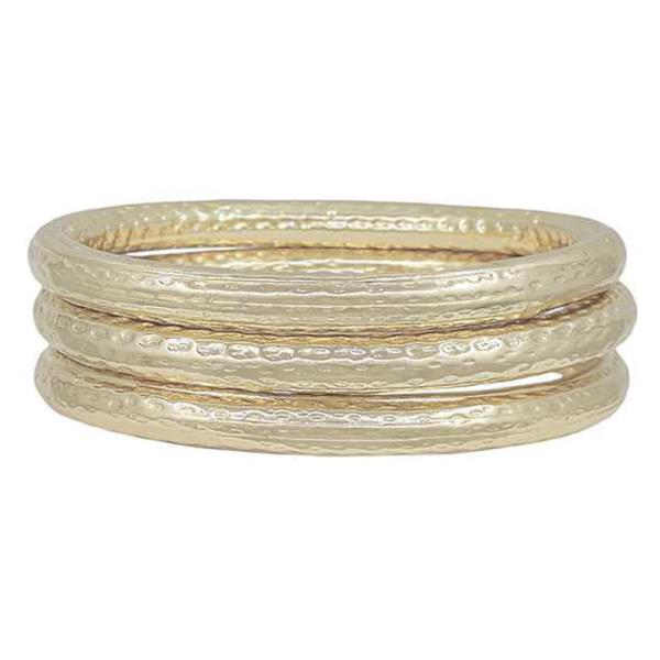 3 SET HAMMERED TEXTURED METAL BANGLES