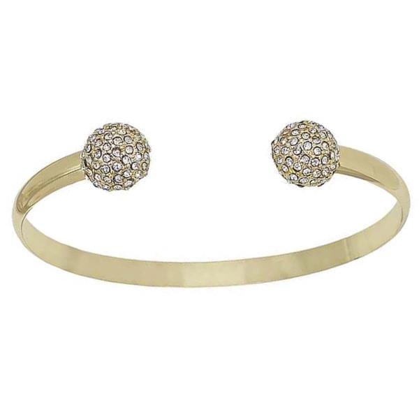 ROUND PAVE ACCENT ADJUSTABLE OPEN METAL CUFF