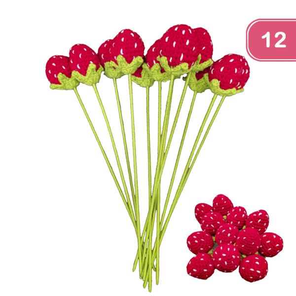 STRAWBERRY CROCHET FLOWER DECOR (12 UNITS)