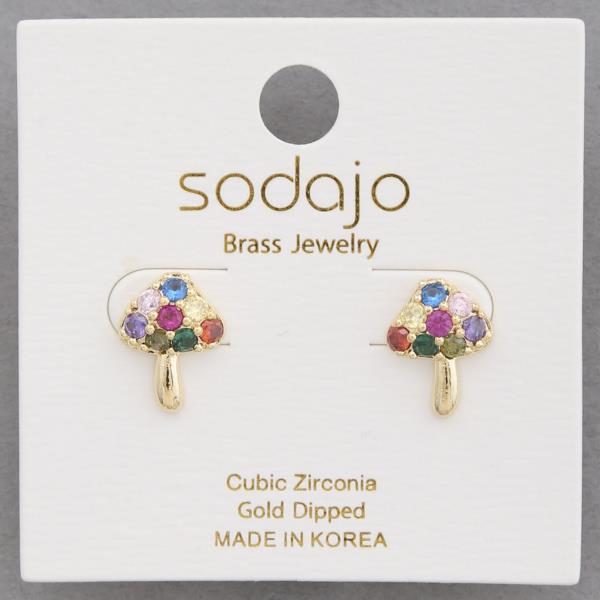 SODAJO CZ MUSHROOM GOLD DIPPED EARRING