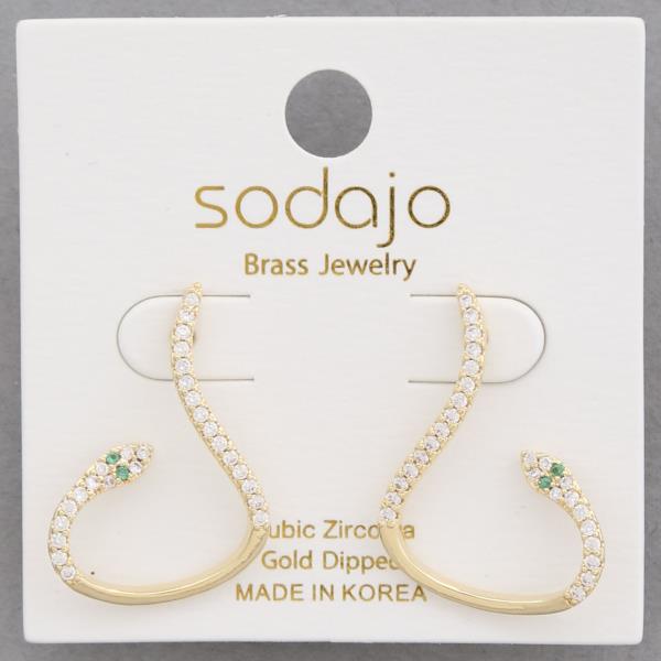 SODAJO CZ SNAKE GOLD DIPPED EARRING