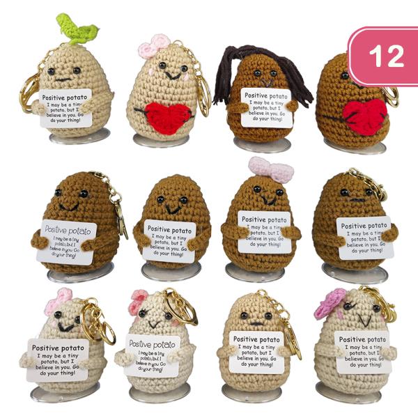 ASSORTED POSITIVE POTATO CROCHET KEYCHAIN (12 UNITS)