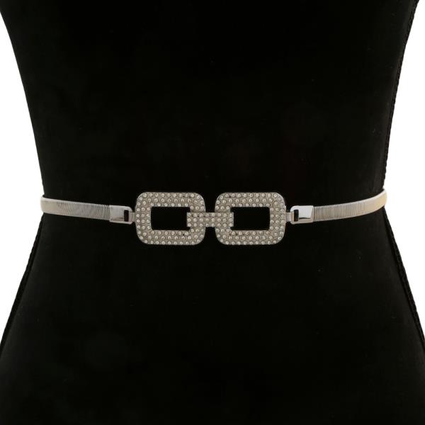 RHINESTONE OVAL LINK METAL BELT