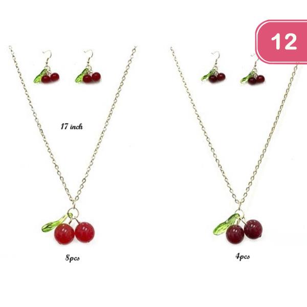 METAL CHERRY PENDANT NECKLACE (12 UNITS)