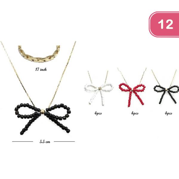 METAL RIBBON PENDANT NECKLACE (12 UNITS)