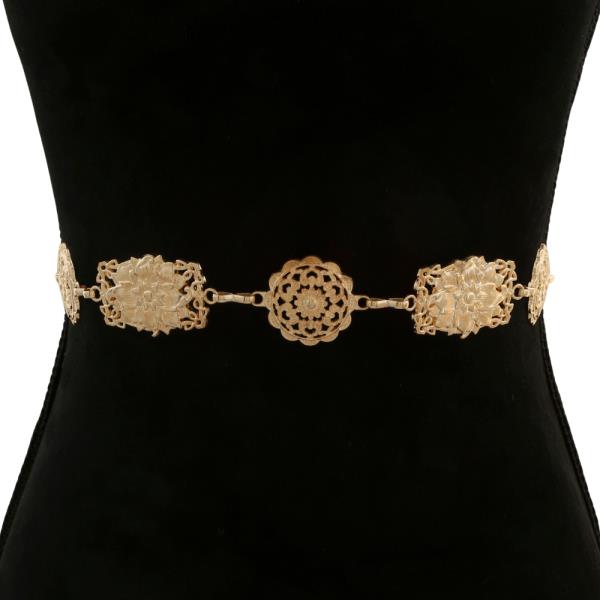 FLOWER RECTANGLE LINK METAL BELT