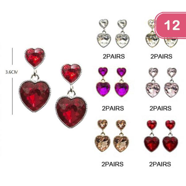 HEART STONE DANGLE EARRING (12 UNITS)