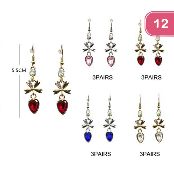 STONE HEART DANGLE EARRING (12 UNITS)