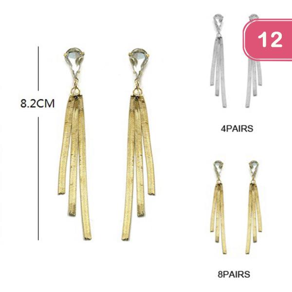 STONE METAL TASSEL EARRING (12 UNITS)