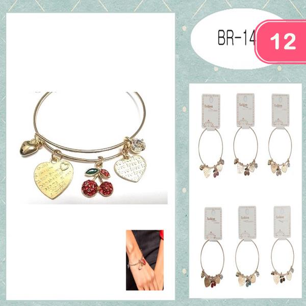 HEART CHERRY BANGLE BRACELET (12 UNITS)