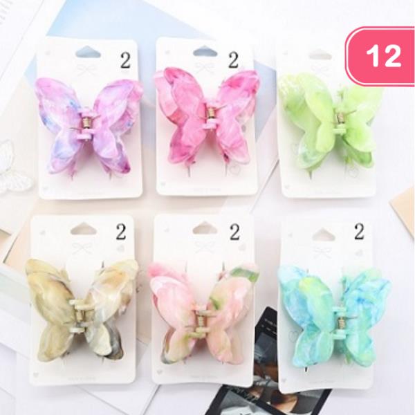 BUTTERFLY HAIR CLAW JAW CLIP (12 UNITS)