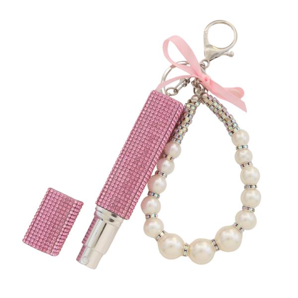 RHINESTONE PEARL BEAD PERFUME KEYCHAIN