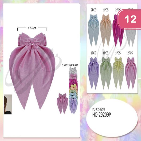 RIBBON HAIR BOW PIN (12 UNITS)