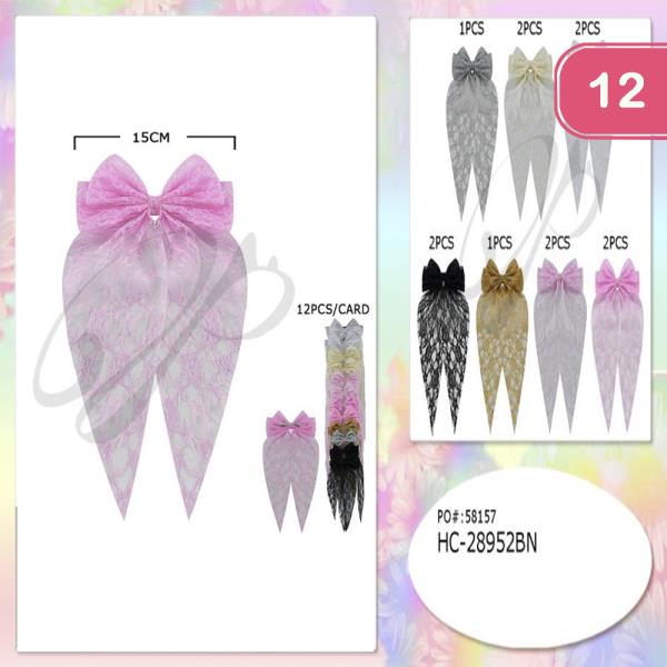 RIBBON HAIR BOW PIN (12 UNITS)