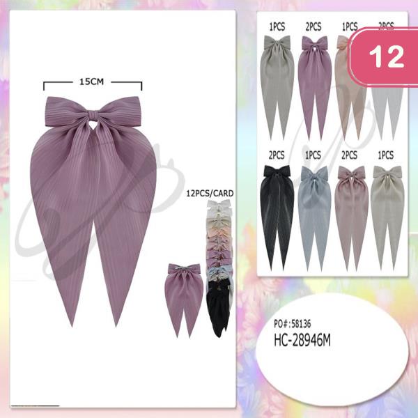 RIBBON HAIR BOW PIN (12 UNITS)