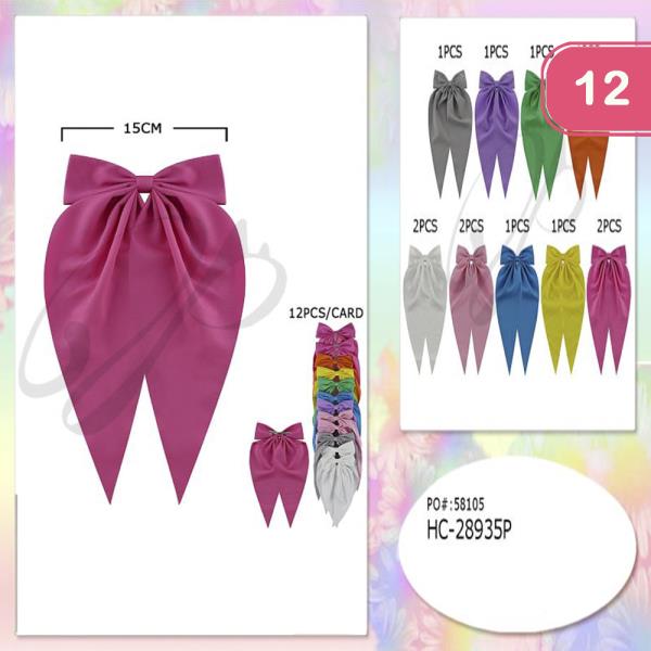 RIBBON HAIR BOW PIN (12 UNITS)