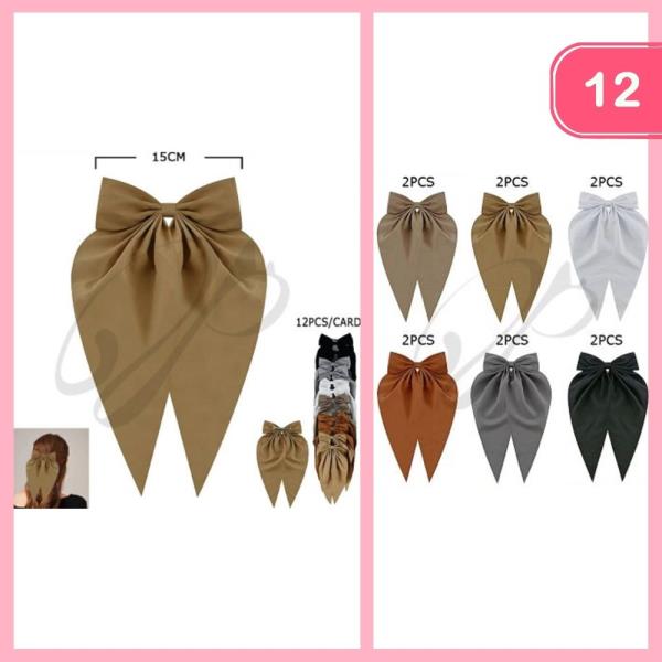 RIBBON HAIR BOW PIN (12 UNITS)