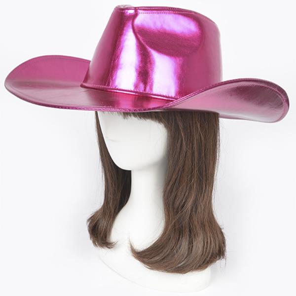 METALLIC FAUX LEATHER COWBOY HAT