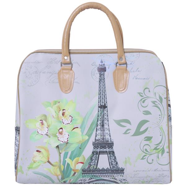 FAUX LEATHER PARIS PRINT CARRY ON TOTE TRAVEL LUGGAGE HANDBAG FOR TRAVEL