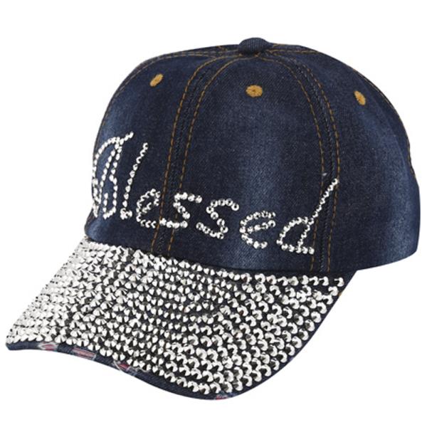 BLESSED DENIM FASHION RHINESTONE CAP