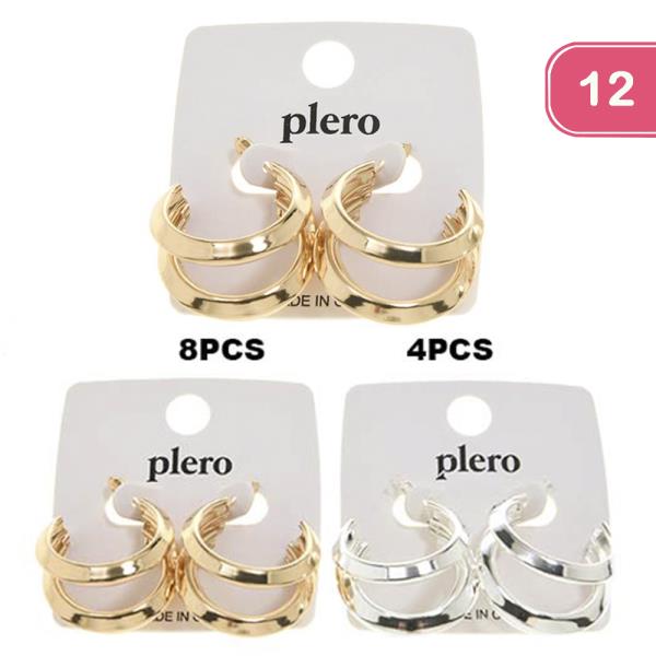 METAL DOUBLE C HOOP EARRING (12 UNITS)