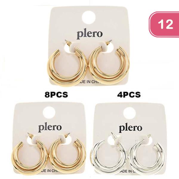 METAL C HOOP EARRING (12 UNITS)