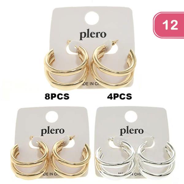 METAL C HOOP EARRING (12 UNITS)