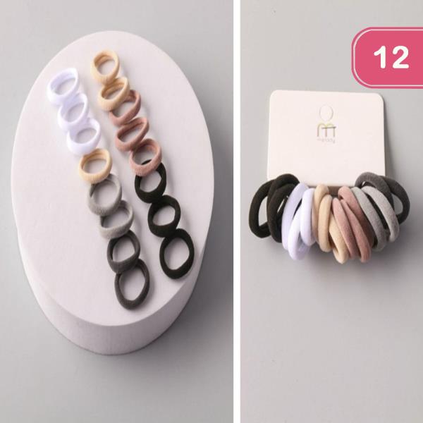 ROLLED ELASTIC HAIR TIES 16PCS SET (12 UNITS)